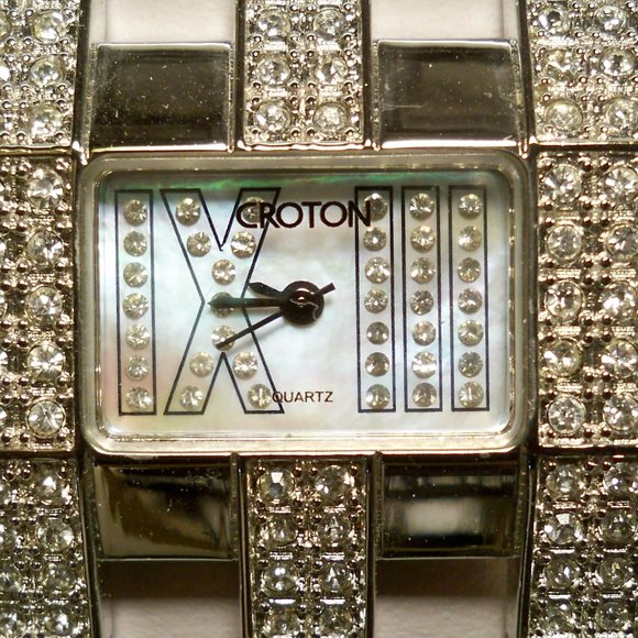 NEW Croton Cubic Zirconias, Mother of Pearl Face, Triple Band Watch